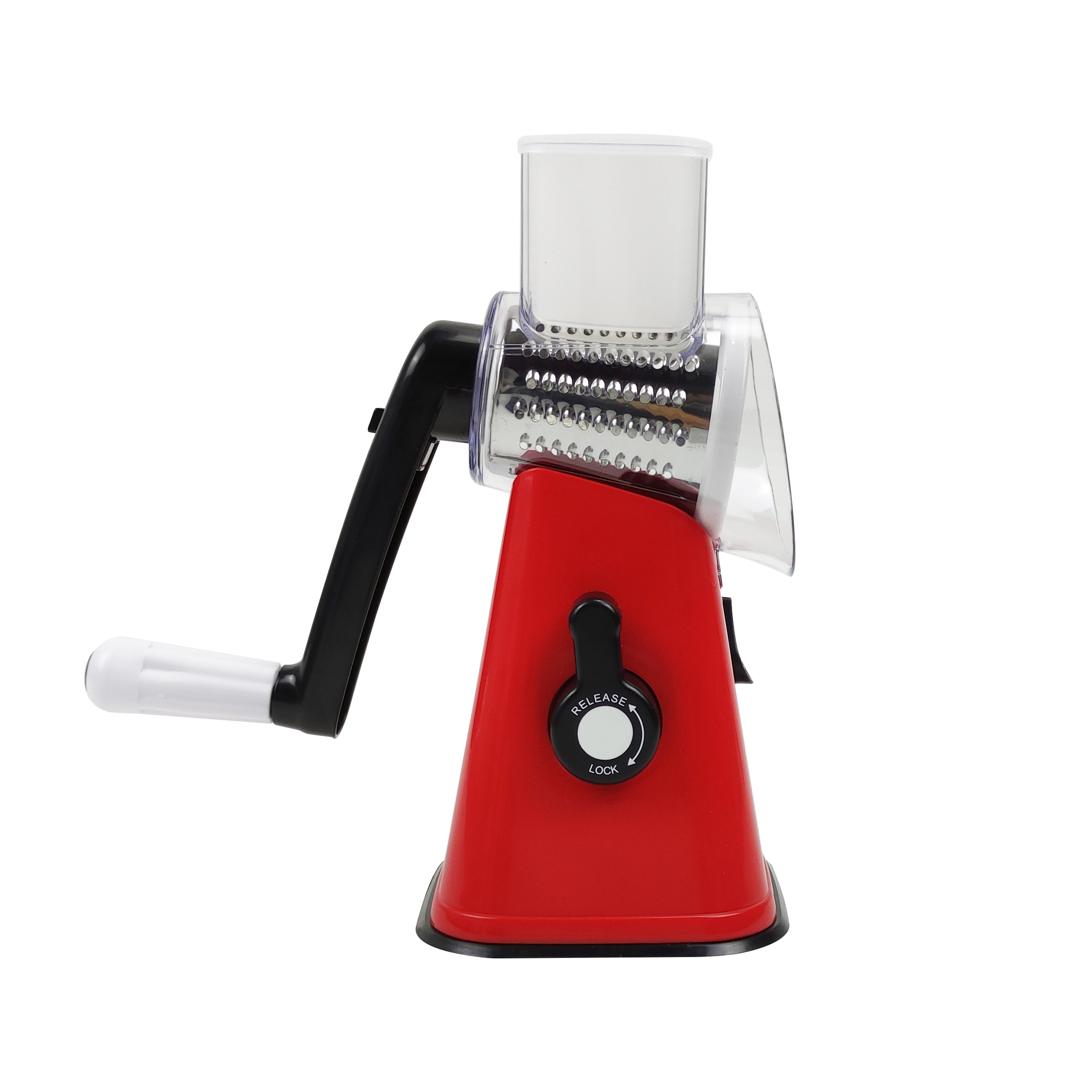 AMOS Rotary Multifunction Cheese Grater, Vegetable Fruit Slicer with Three Stainless Steel Drum Blades