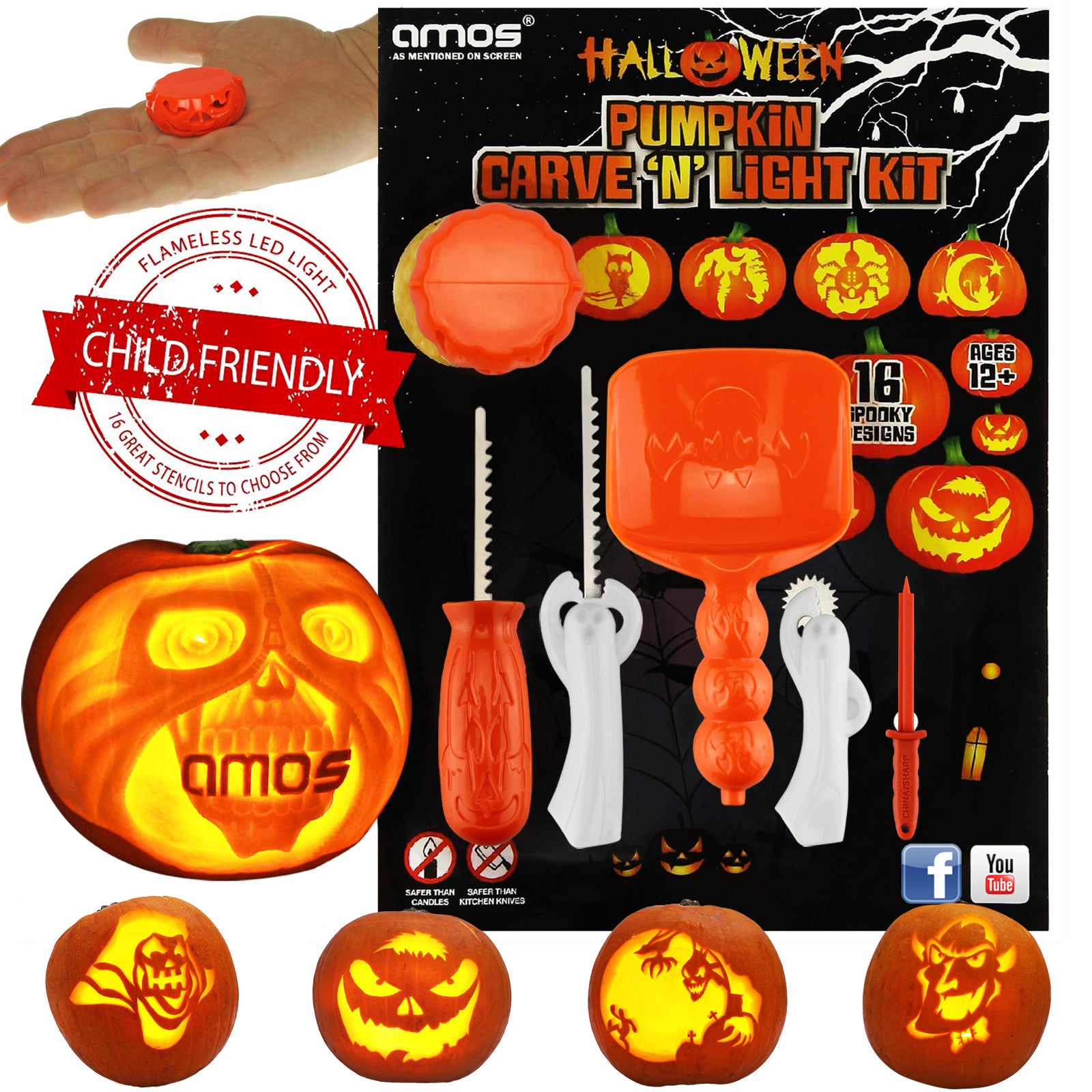 AMOS Halloween Pumpkin Carving Kit