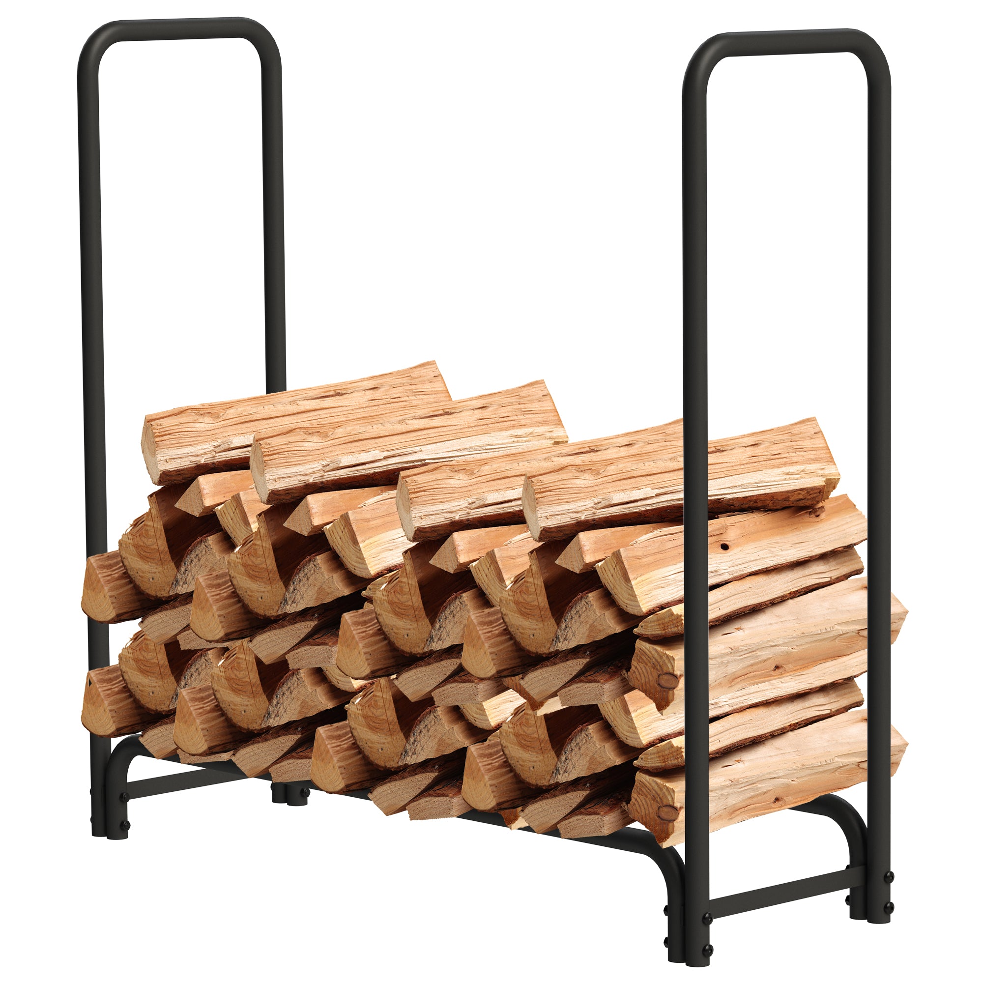 AMOS Heavy Duty 4ft Firewood Rack Fireplace Log Rack for Indoor & Outdoor