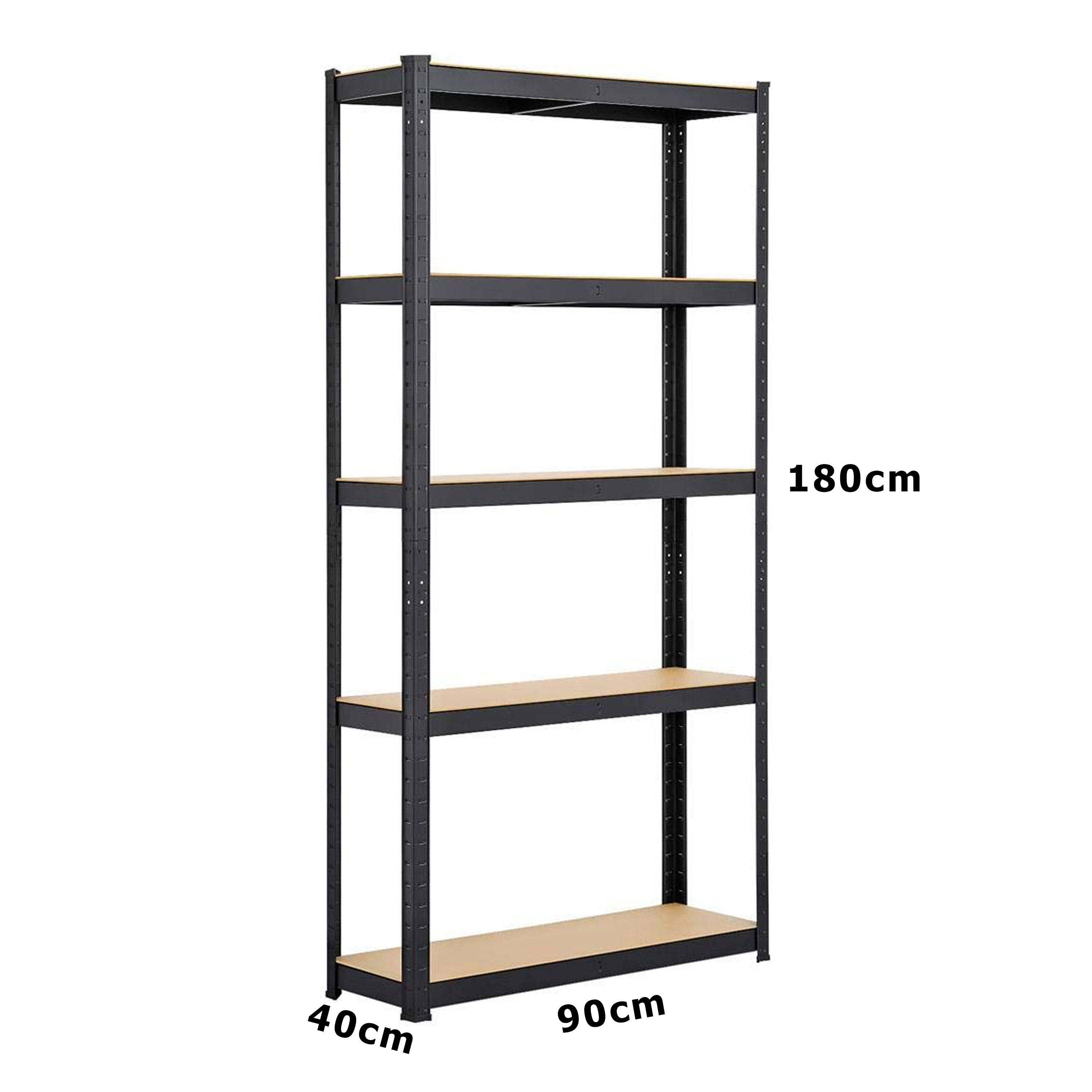 AMOS 5 Tier Heavy Duty Industrial Storage Shelving Units With Adjustable Shelf Height - Galvanized Steel or Black Powder Coated Frames