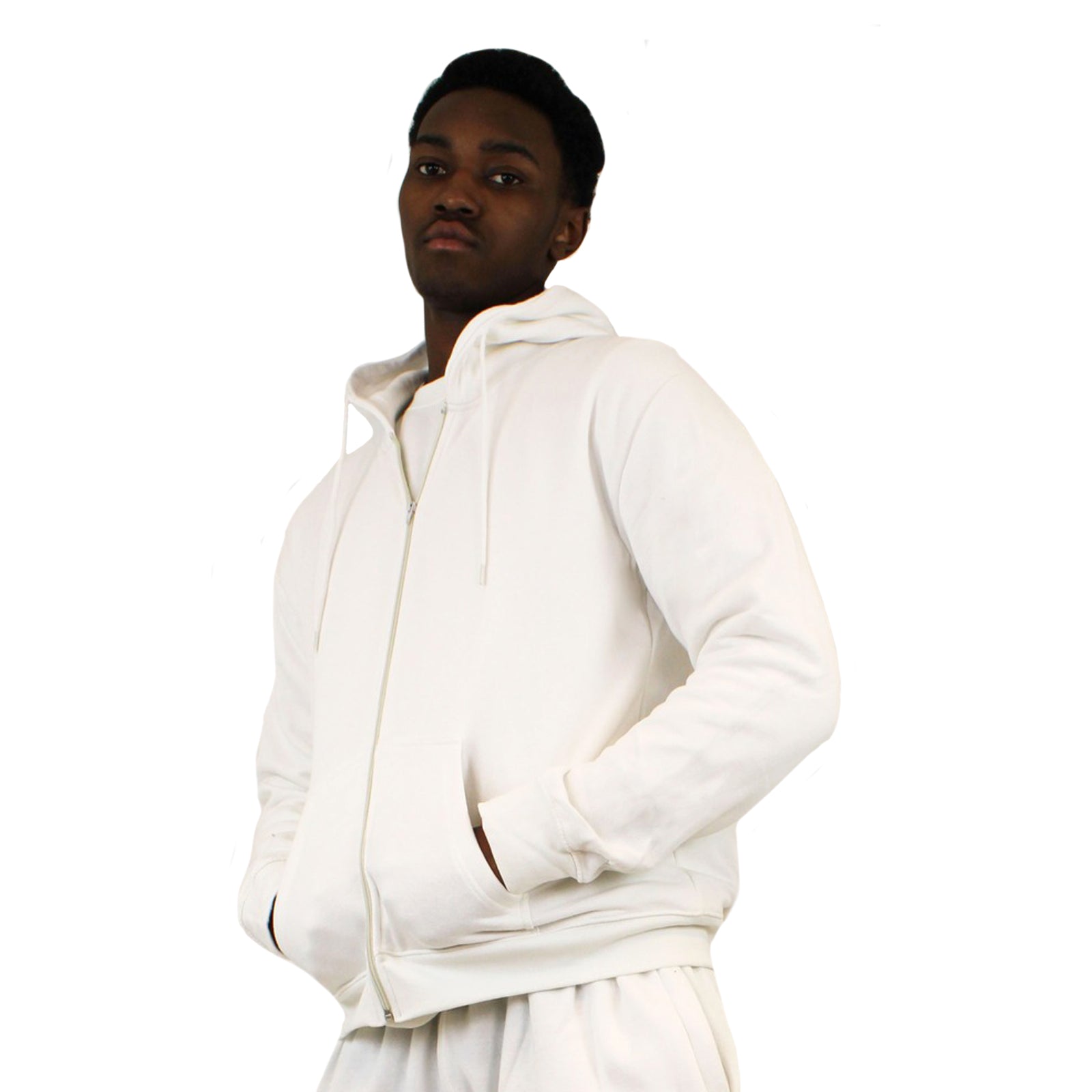 White Zipper Hoodie