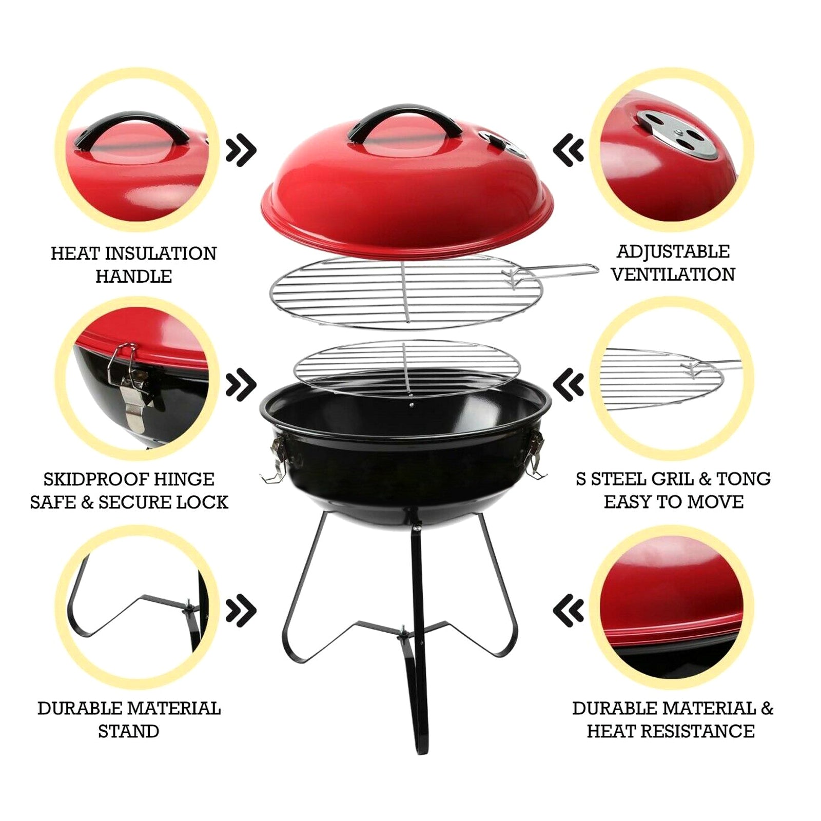 AMOS 14” BBQ Charcoal Grill