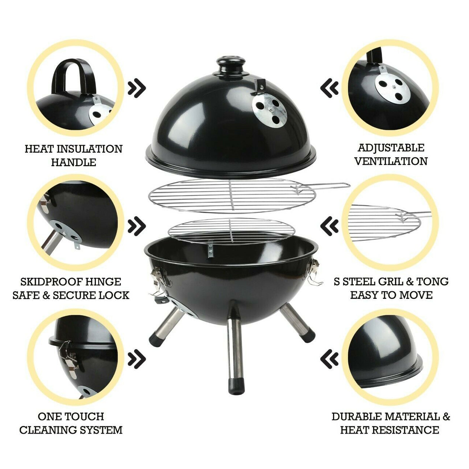 AMOS 12” Portable BBQ Charcoal Grill