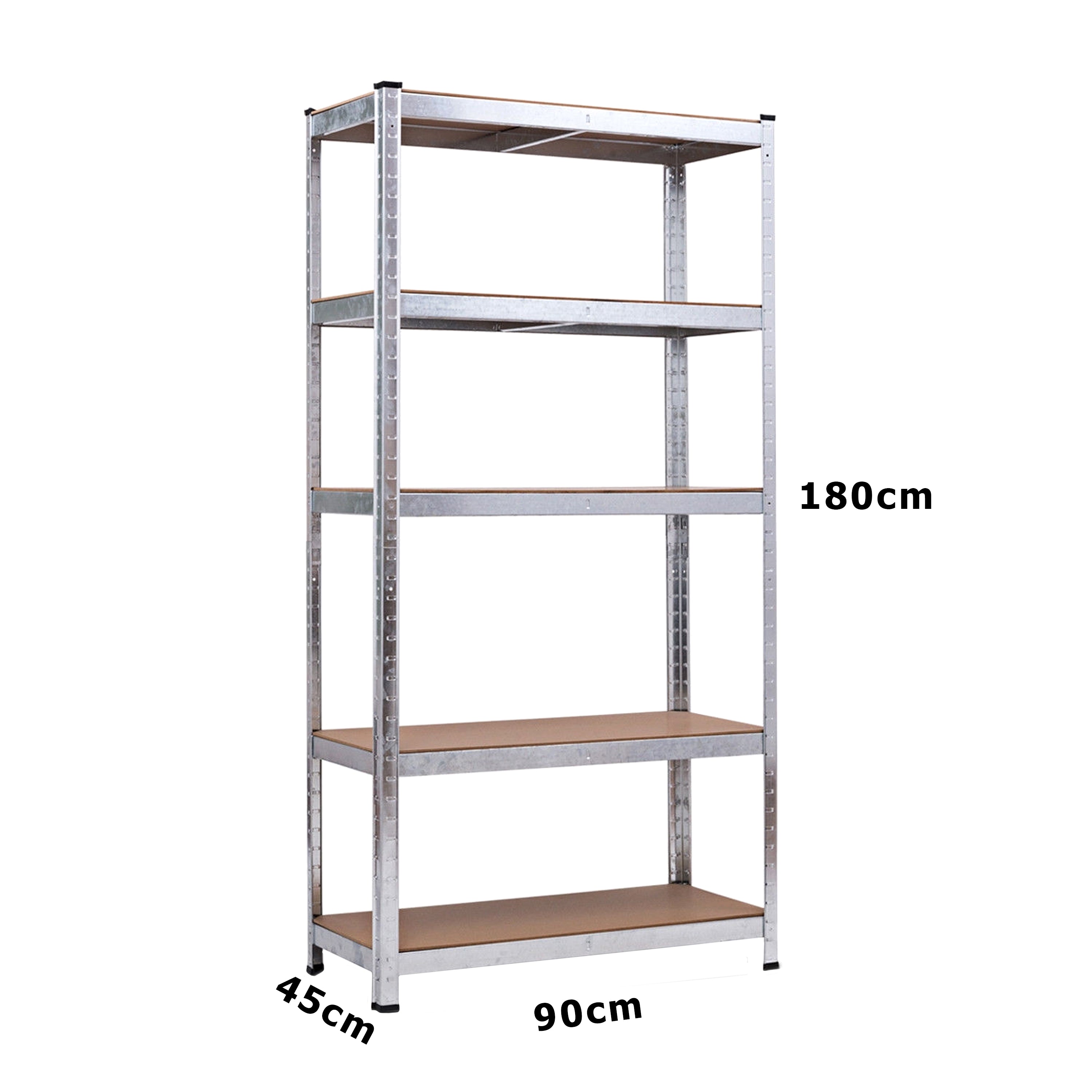 AMOS 5 Tier Heavy Duty Industrial Storage Shelving Units With Adjustable Shelf Height - Galvanized Steel or Black Powder Coated Frames