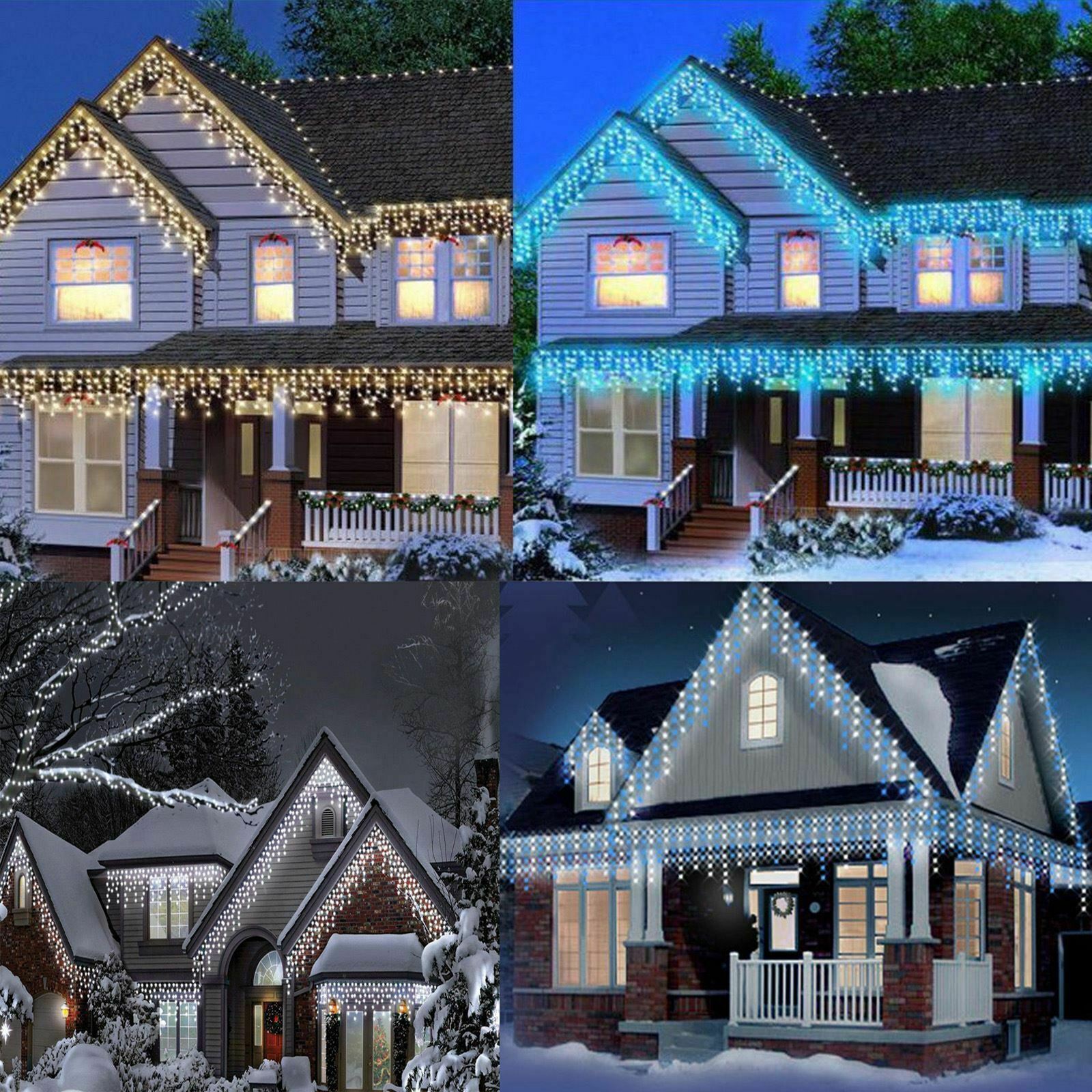 1200 LED Icicle Snowing Effect Christmas Xmas Lights Indoor Outdoor Decoration Blue White Warm White